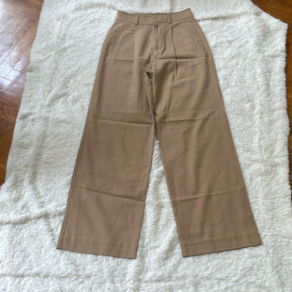 Everlane Stylish Tan Wide-Leg Pants